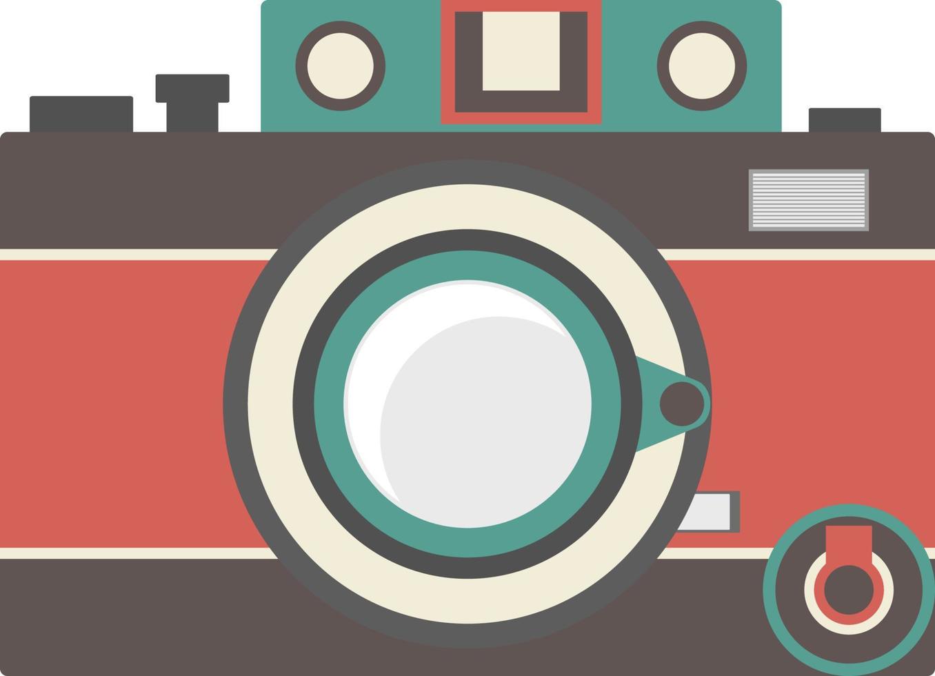 retro camera icon, flat illustration vector