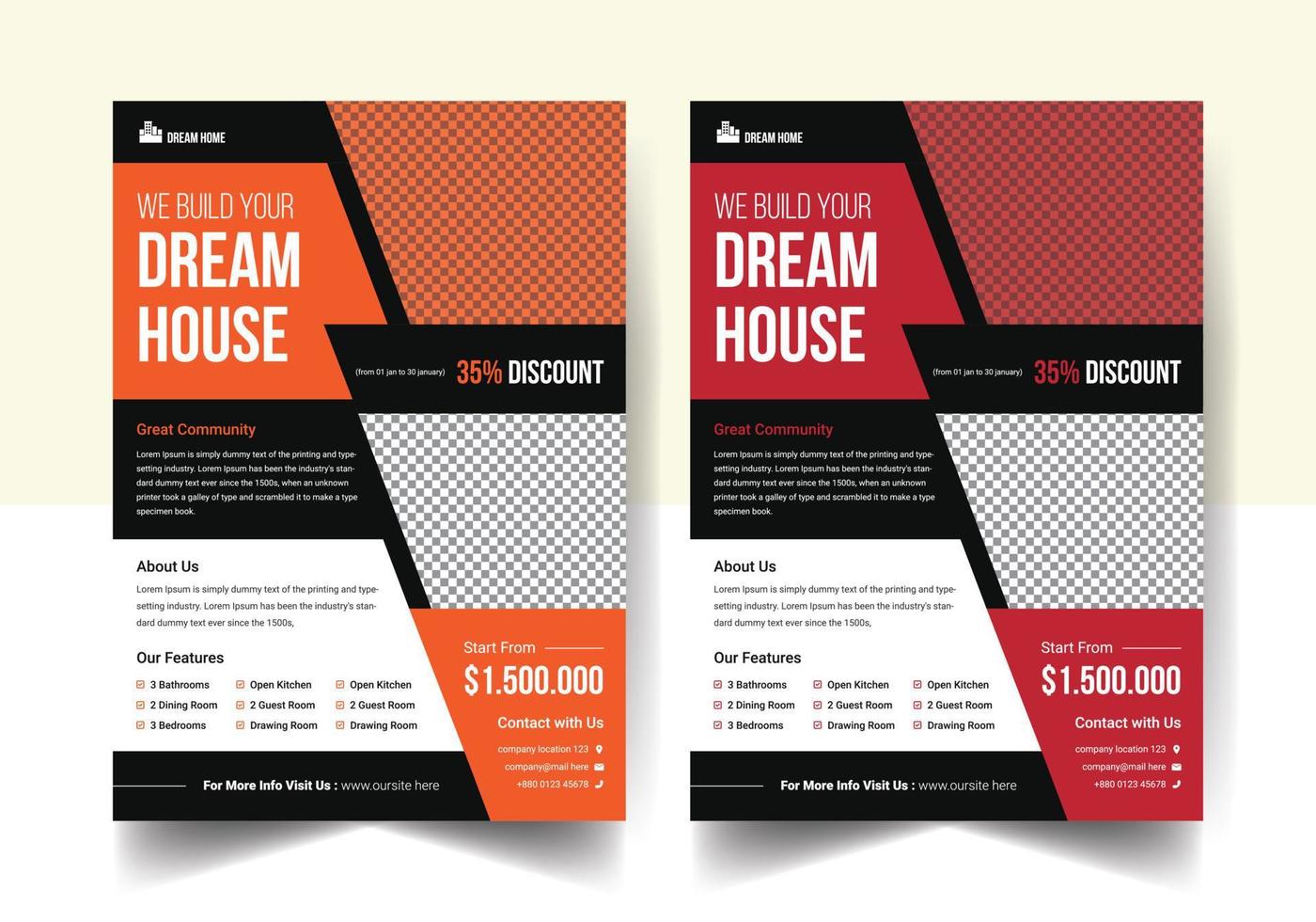 Real Estate Flyer Template Design Layout, Home For Sale Flyer, House Flyer, Property Vector Flyer Design