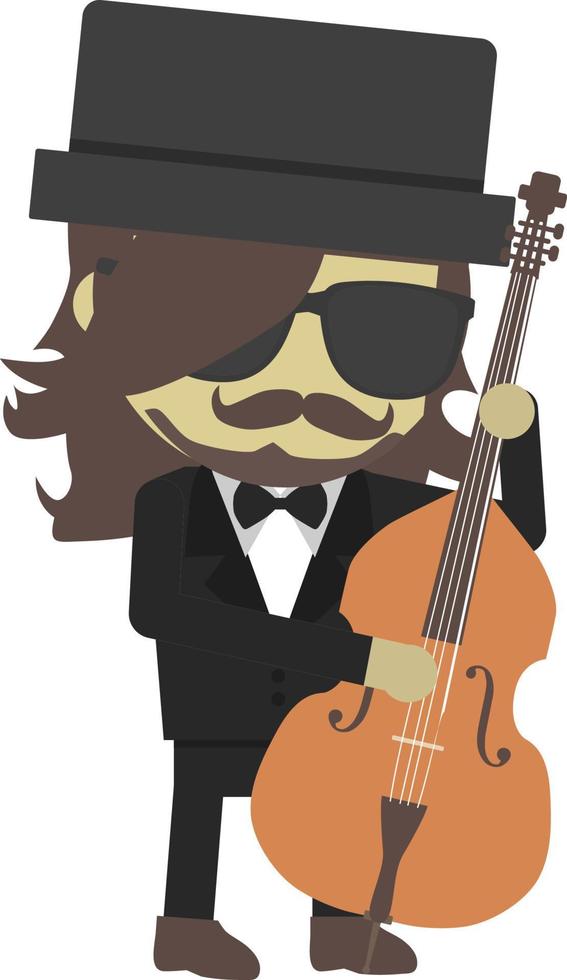 Classical bassist, flat illustration vector