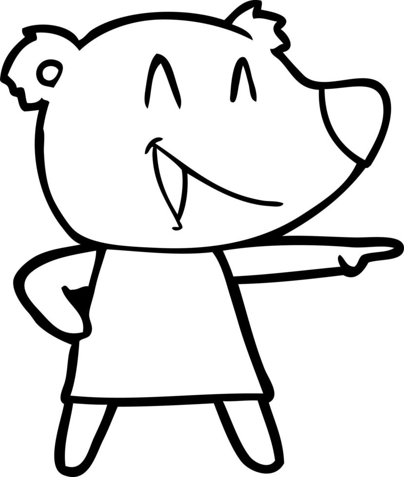 cartoon bear in dress laughing and pointing vector