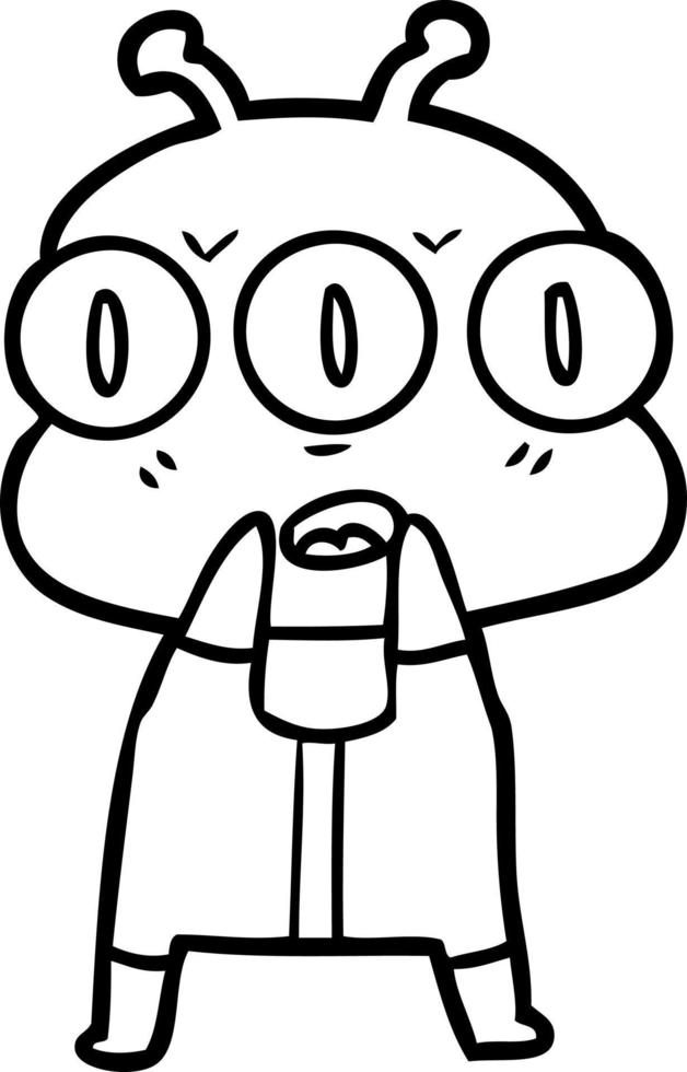 cartoon three eyed alien vector