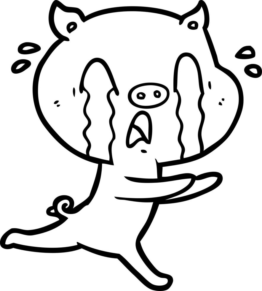 crying pig cartoon vector