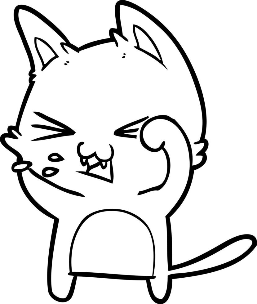 cartoon cat hissing vector
