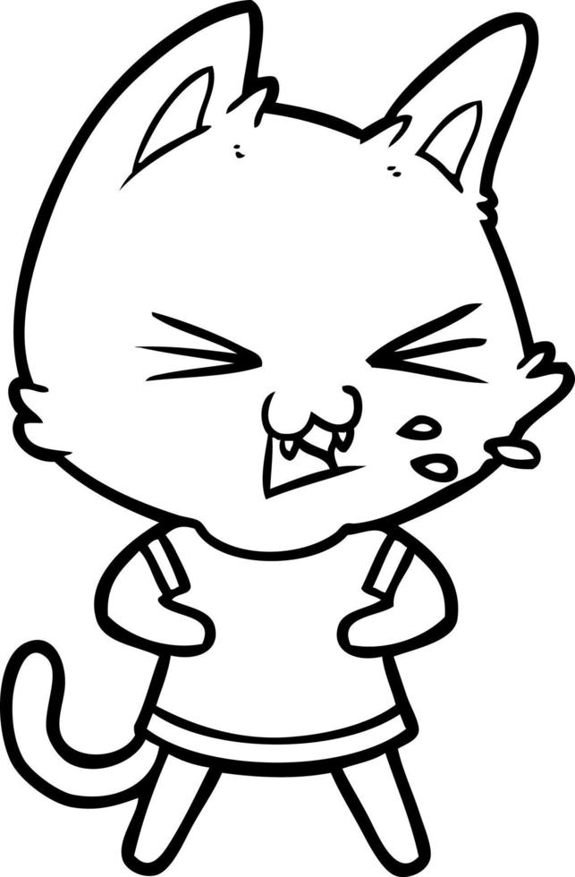 cartoon cat hissing vector