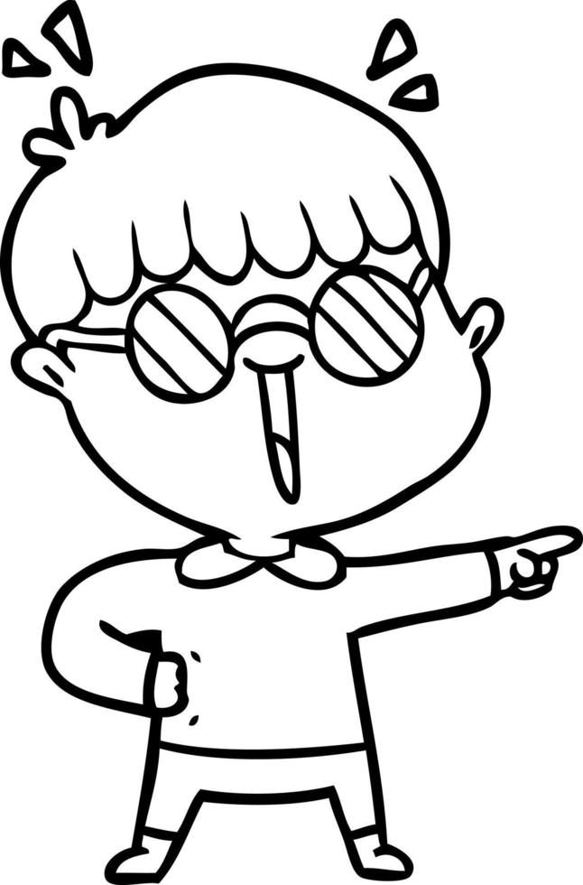 cartoon boy wearing spectacles vector