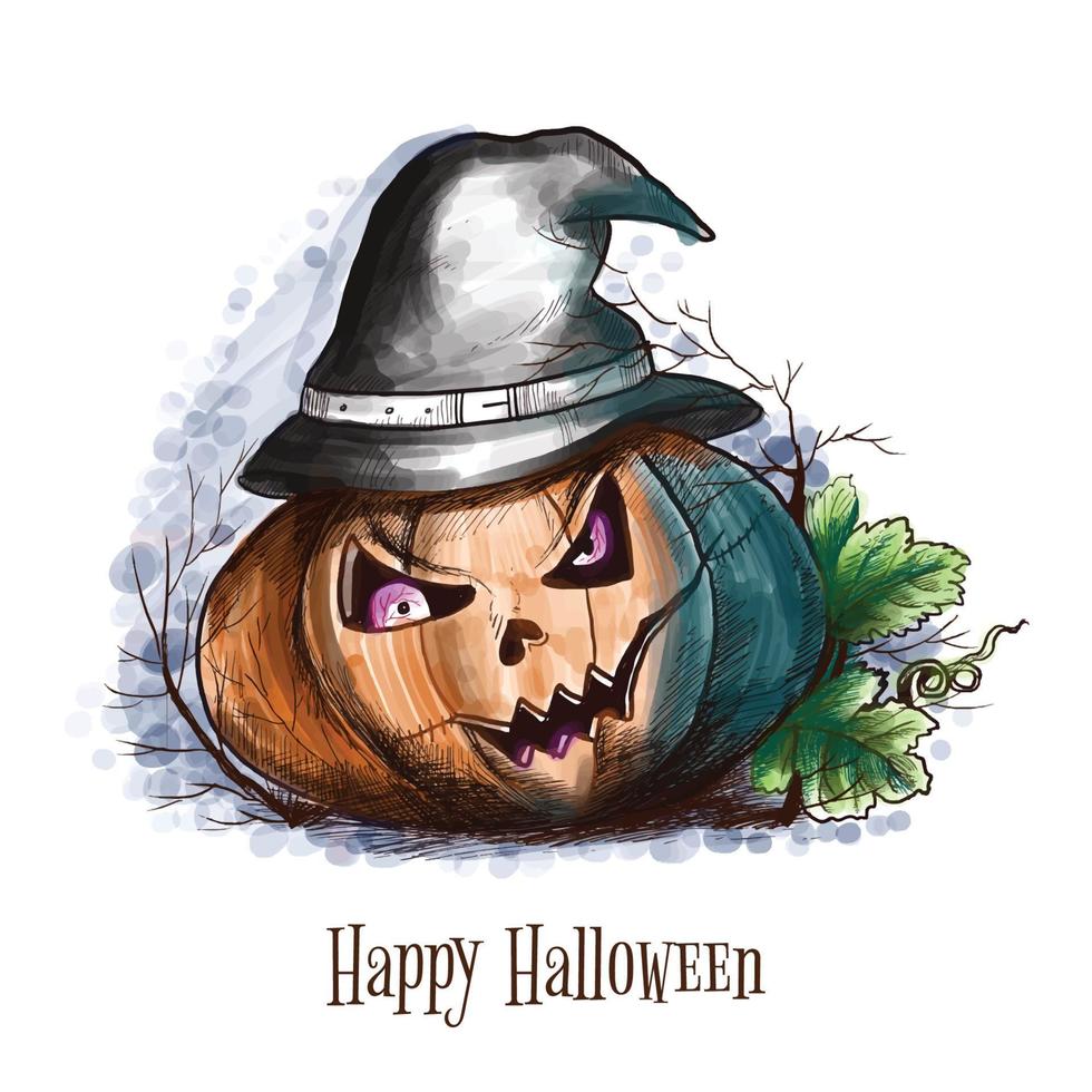 Halloween night background pumpkin card vector