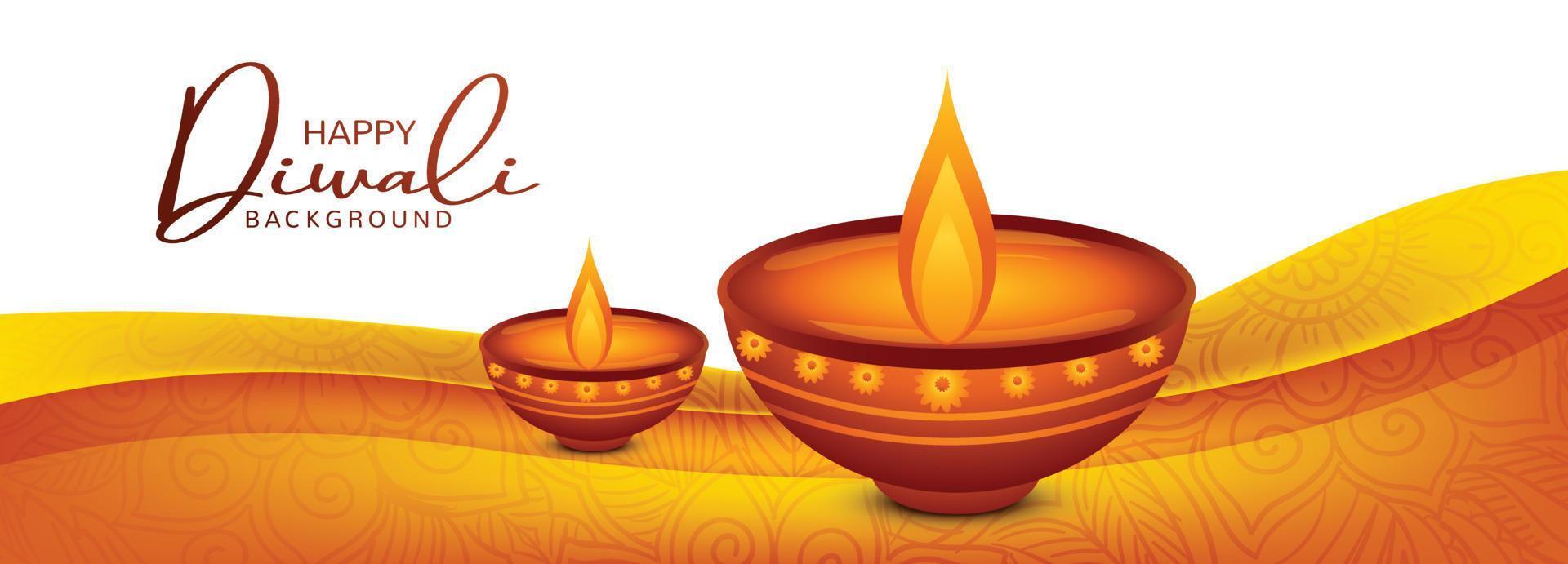 Happy diwali indian festival celebration greeting card banner background vector