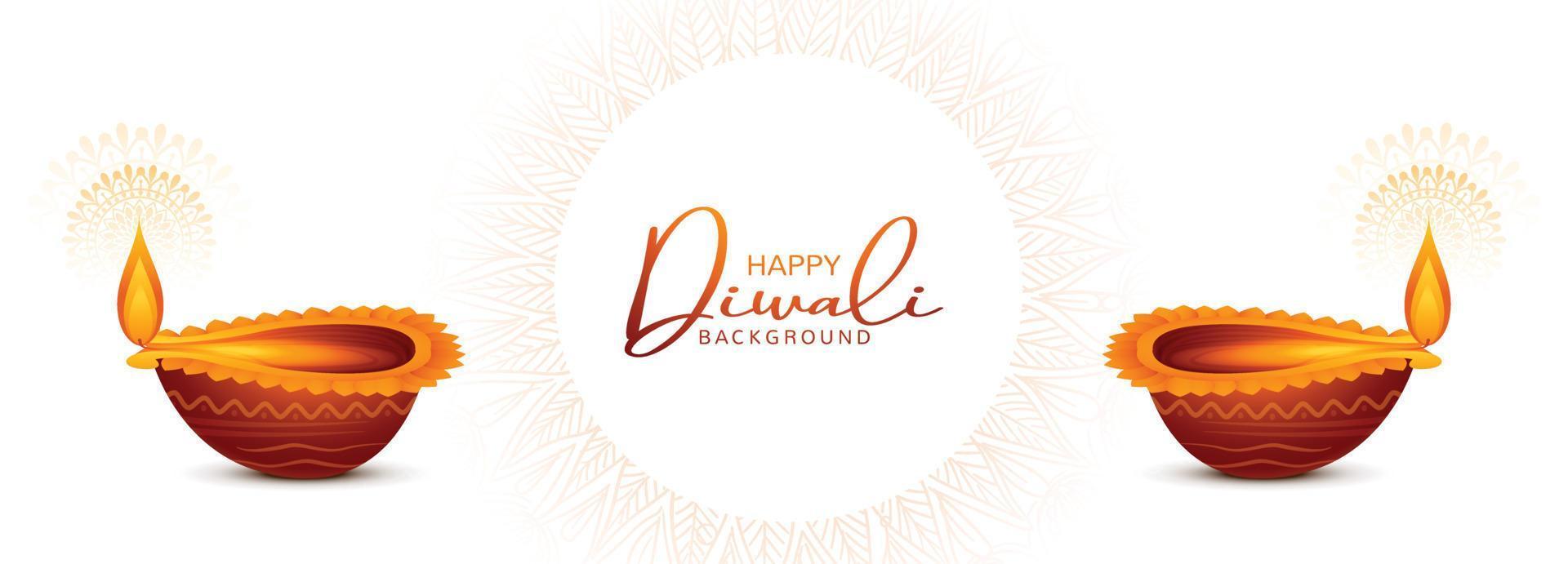 Happy diwali diya oil lamp hindu festival celebration banner background vector