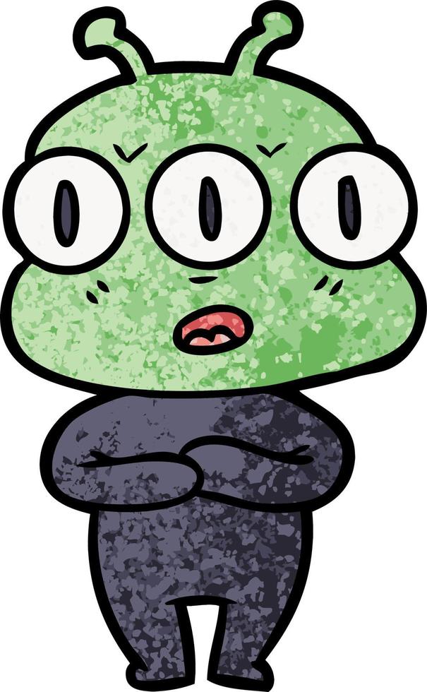 cartoon three eyed alien vector