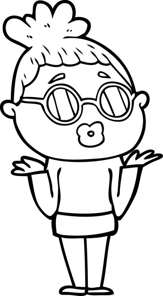 cartoon confused woman wearing spectacles vector