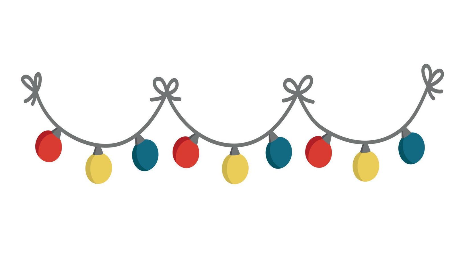 guirnalda navideña con bombillas para decoración de tarjetas e invitaciones para el nuevo año vector