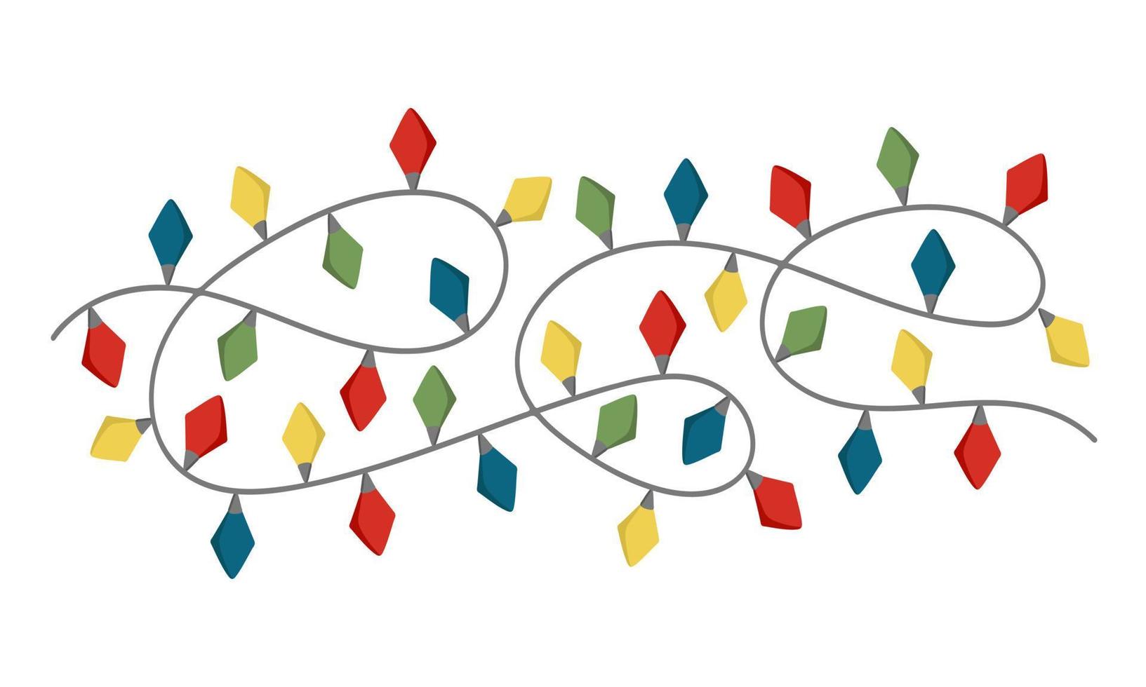 Christmas garland with light bulbs for decoration of cards and invitations for the new year vector