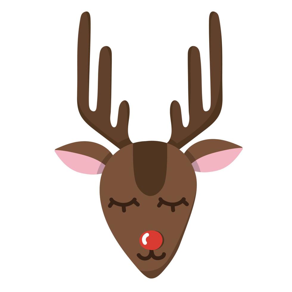 Cute muzzle of a Christmas deer with a red nose vector