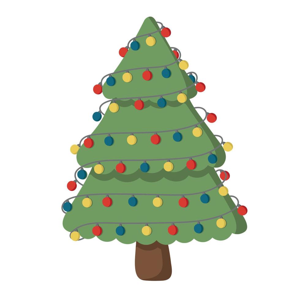 árbol de navidad de garabatos con un patrón para decoración, diseño de tarjetas, invitaciones vector