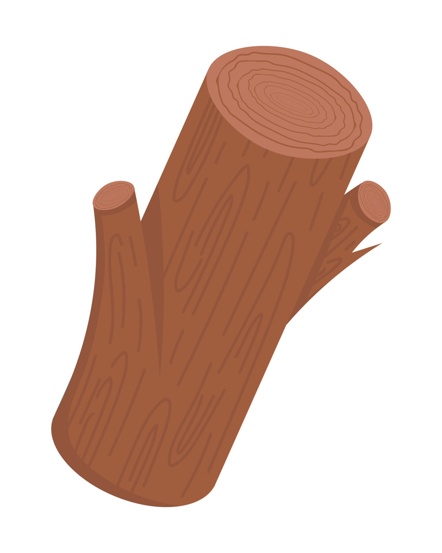 Doodle flat clipart. A small log with knots. All objects are repainted