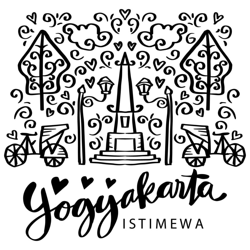 garabato de la ciudad de yogyakarta de indonesia vector