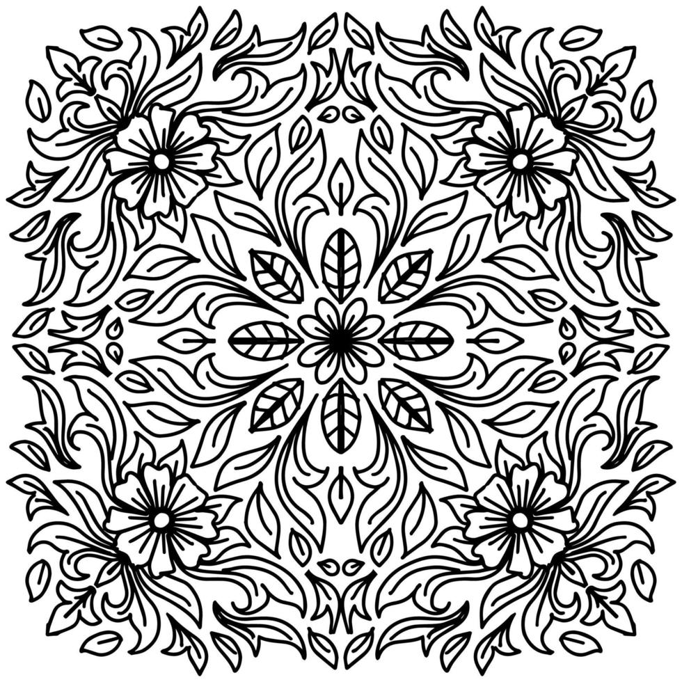 patrón de ornamento floral simétrico de mandala vector