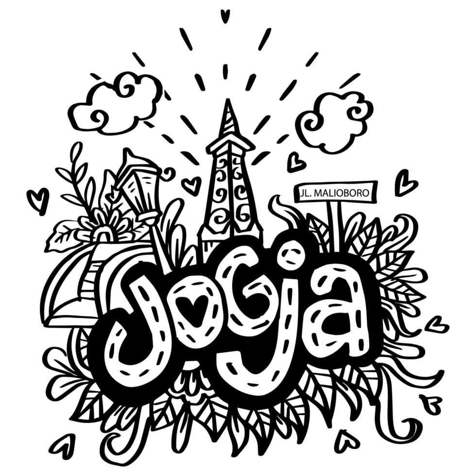 Doodle Of Yogyakarta City Of Indonesia vector