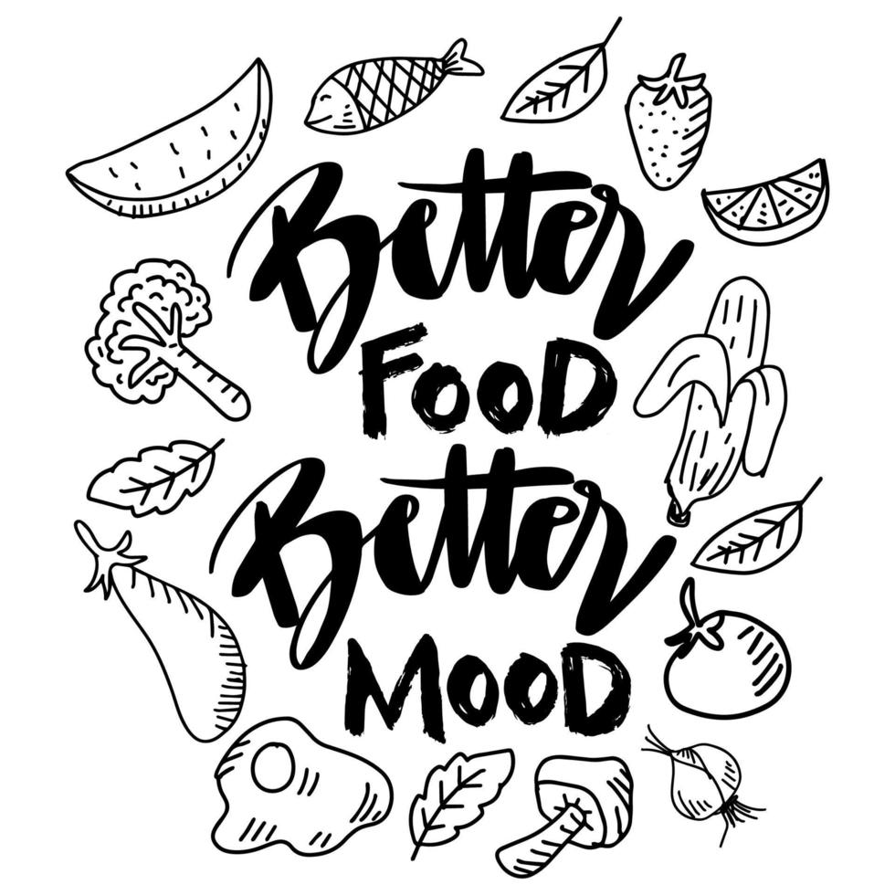 Better food better mood hand lettering. vector