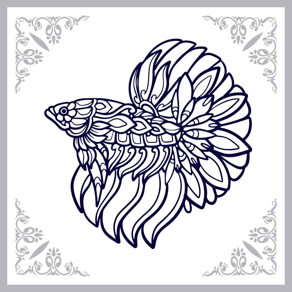 Colorful Betta fish mandala arts isolated on black background vector