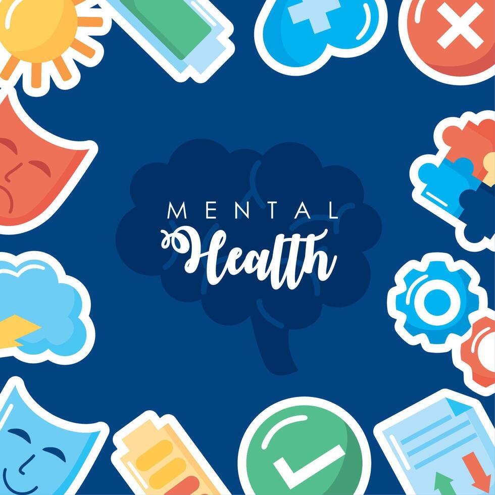 marco de salud mental vector