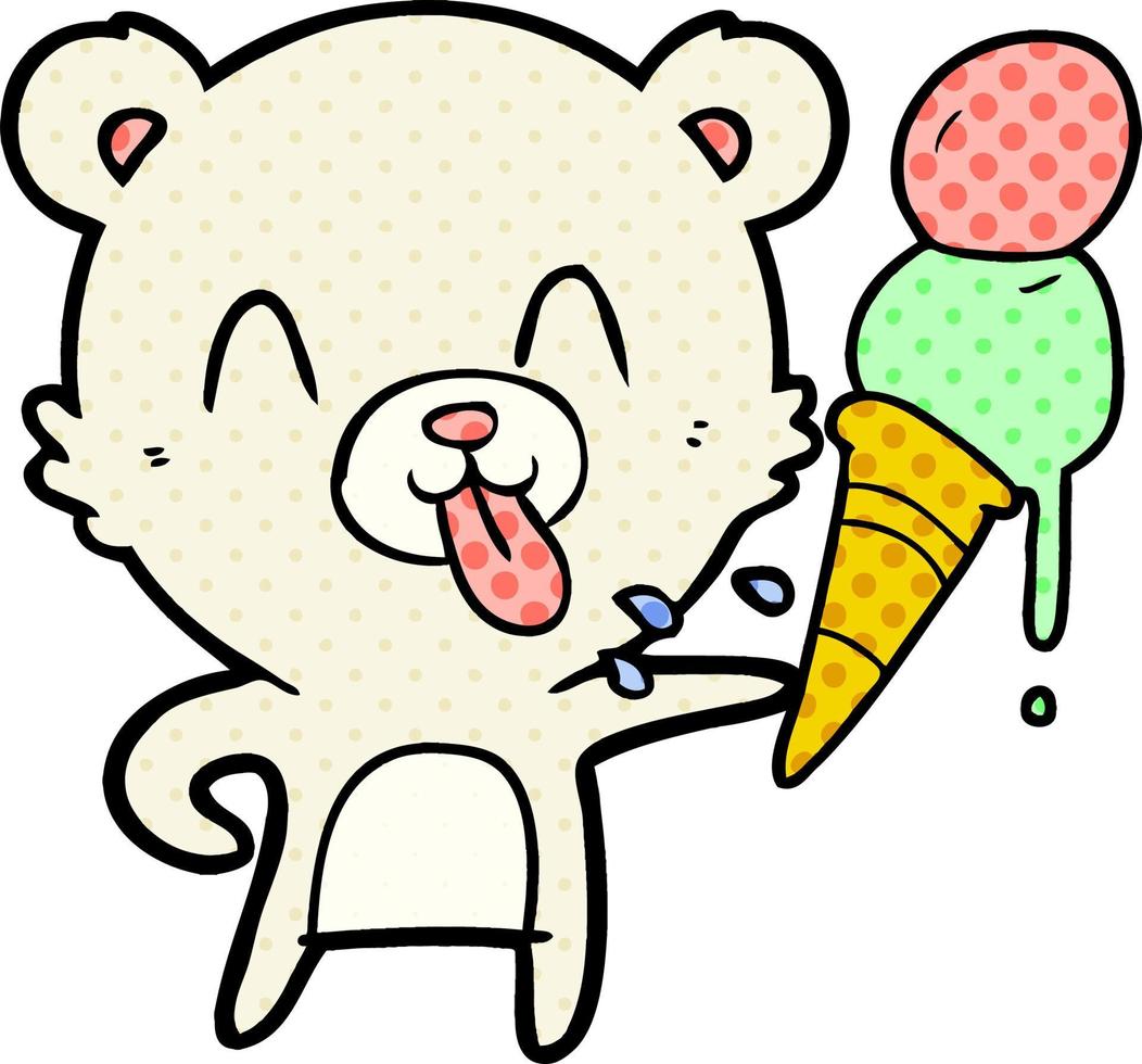 oso de dibujos animados con helado vector