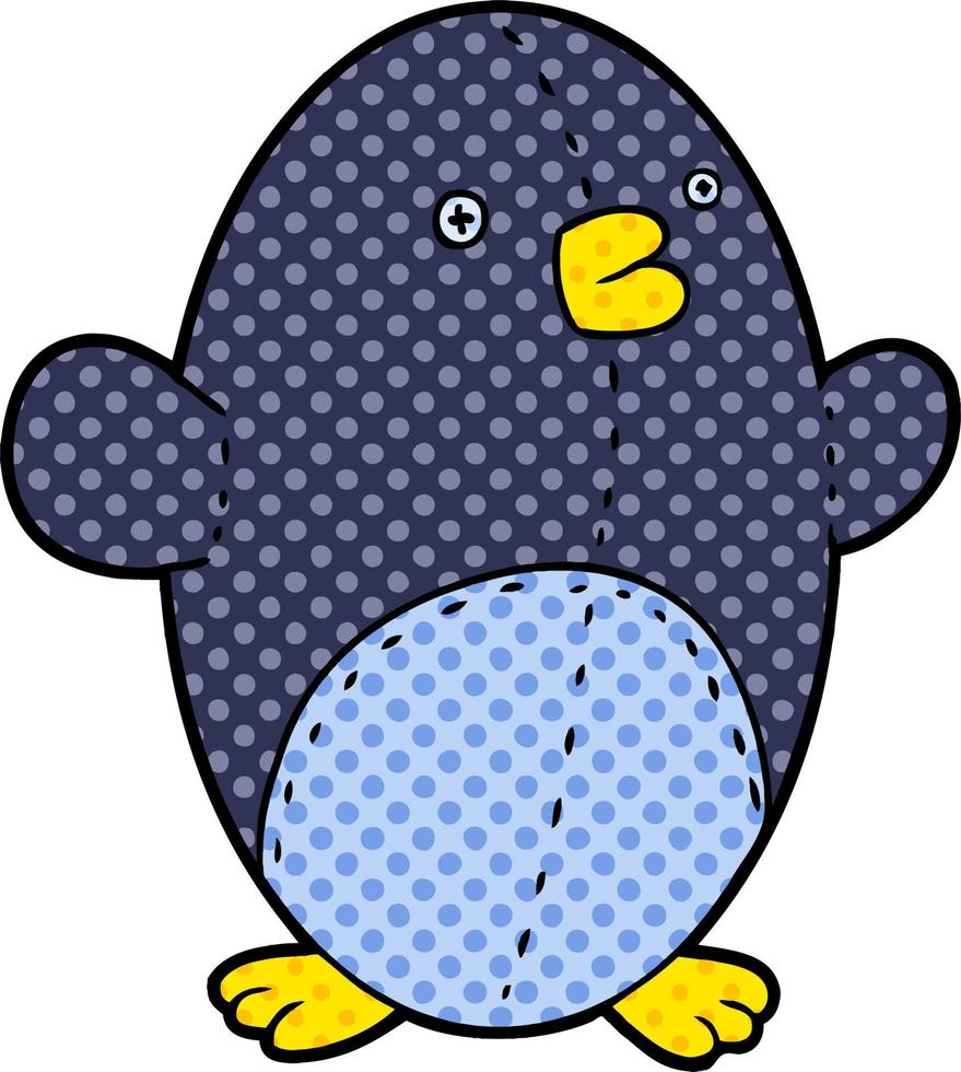 cartoon stuffed toy penguin vector