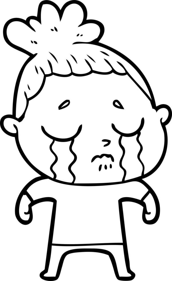 cartoon crying woman vector