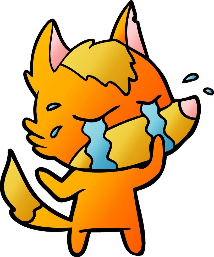 sad little fox cartoon character vector