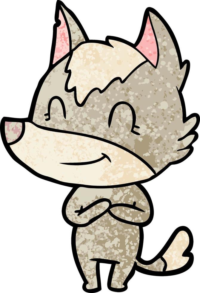 friendly cartoon wolf vector