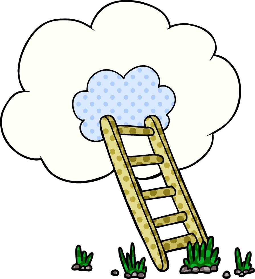 cartoon ladder into cloud vector