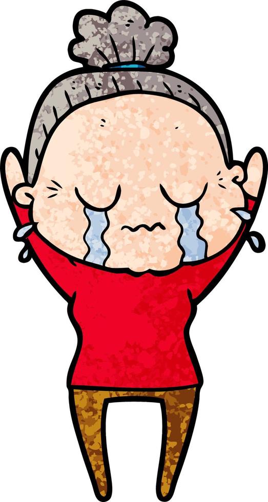 cartoon old woman crying vector