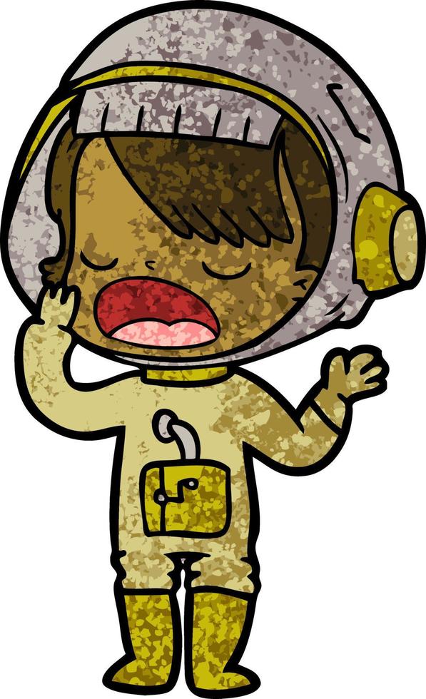 cartoon astronaut girl yawning vector