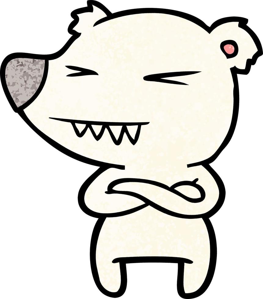 angry polar bear cartoon with folded arms vector