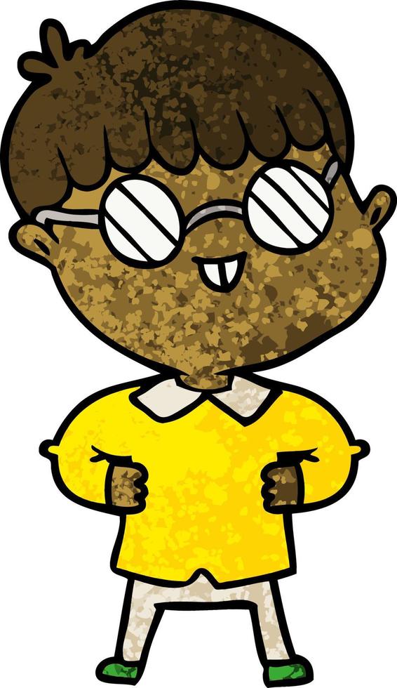 cartoon boy wearing spectacles vector
