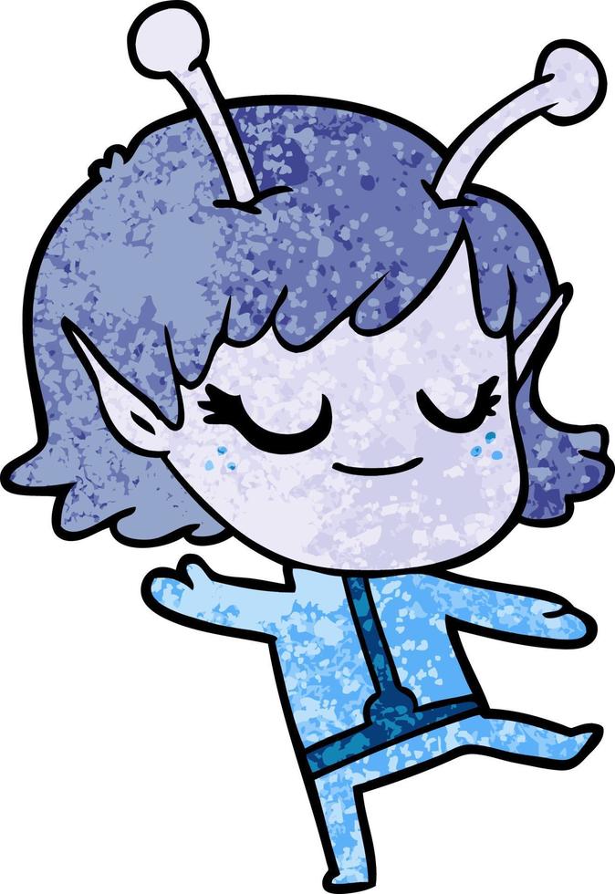 smiling alien girl cartoon vector