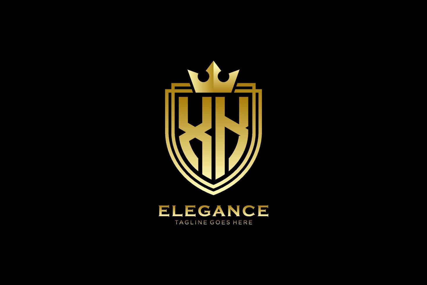 initial XK elegant luxury monogram logo or badge template with scrolls and royal crown - perfect for luxurious branding projects vector