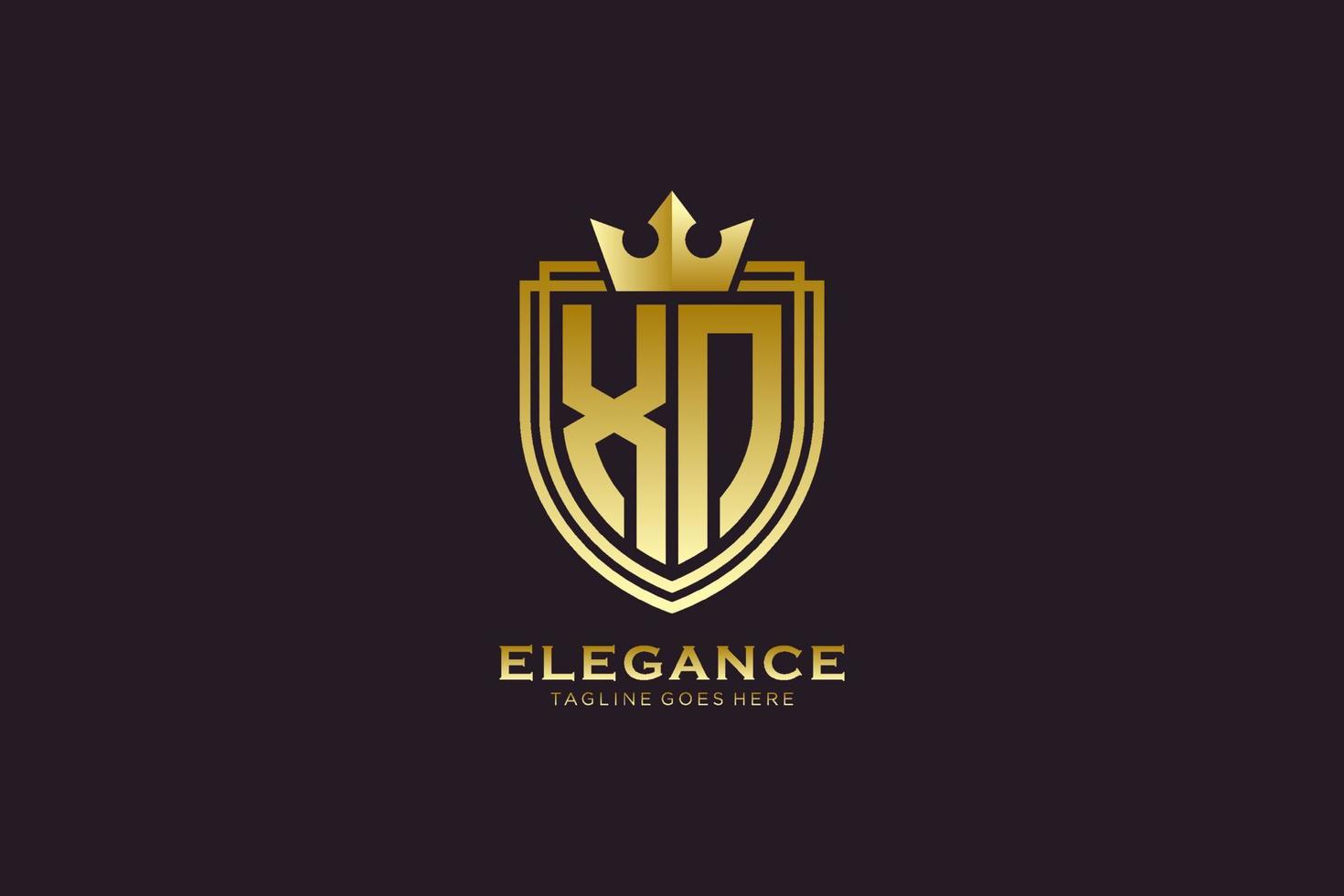 initial XN elegant luxury monogram logo or badge template with scrolls and royal crown - perfect for luxurious branding projects vector