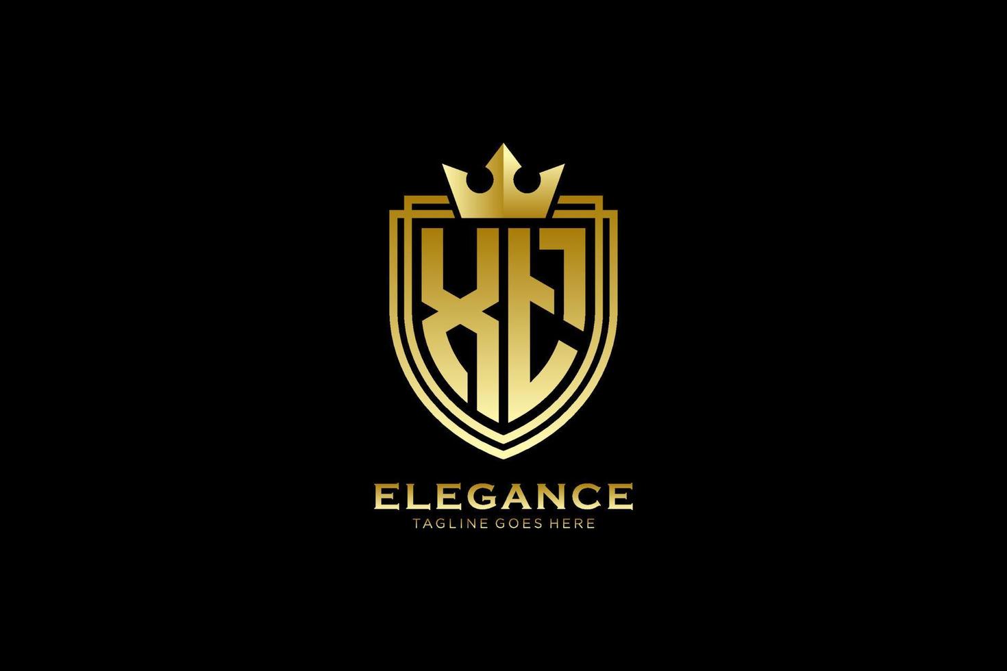 initial XT elegant luxury monogram logo or badge template with scrolls and royal crown - perfect for luxurious branding projects vector