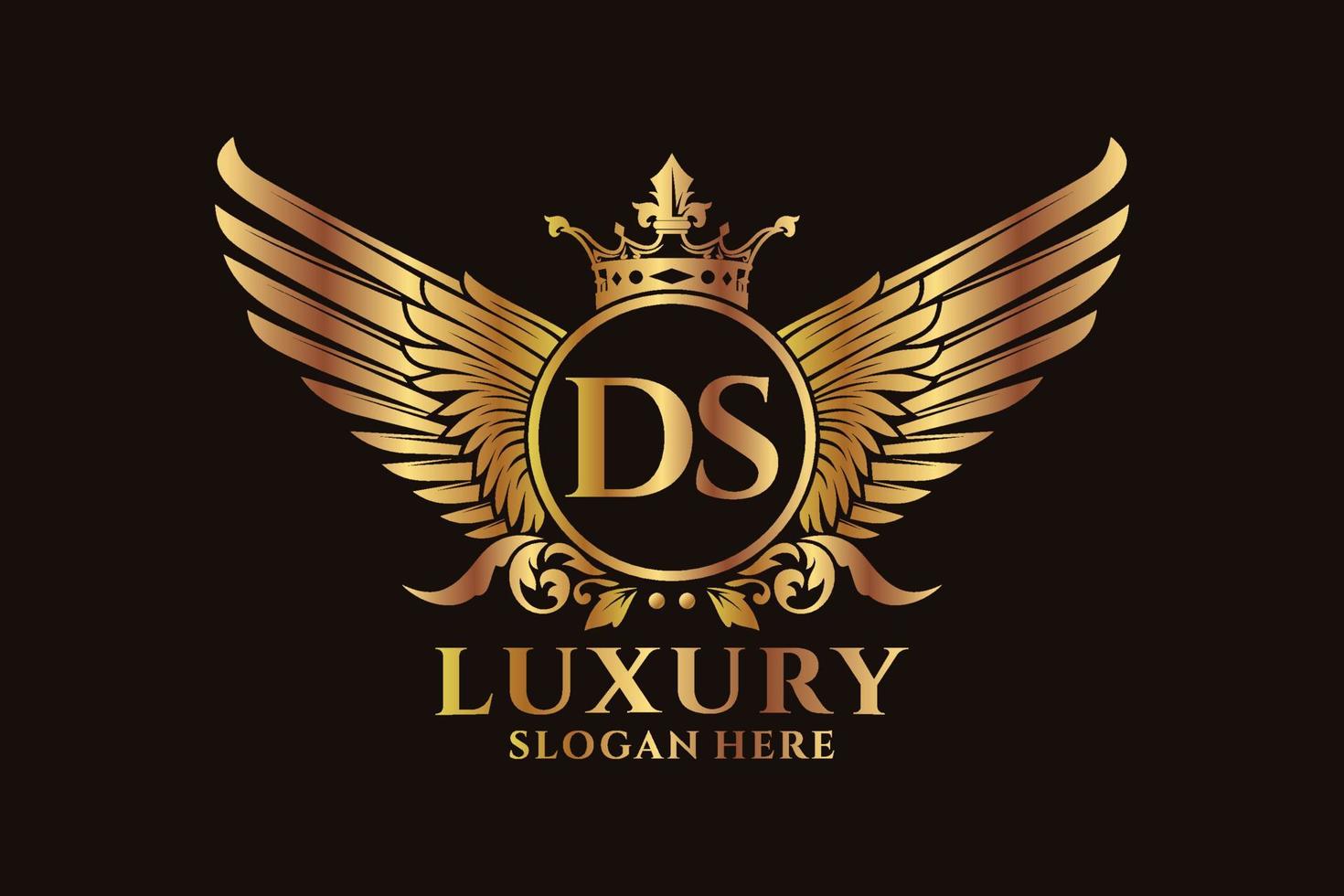 Luxury royal wing Letter DS crest Gold color Logo vector, Victory logo, crest logo, wing logo, vector logo template.