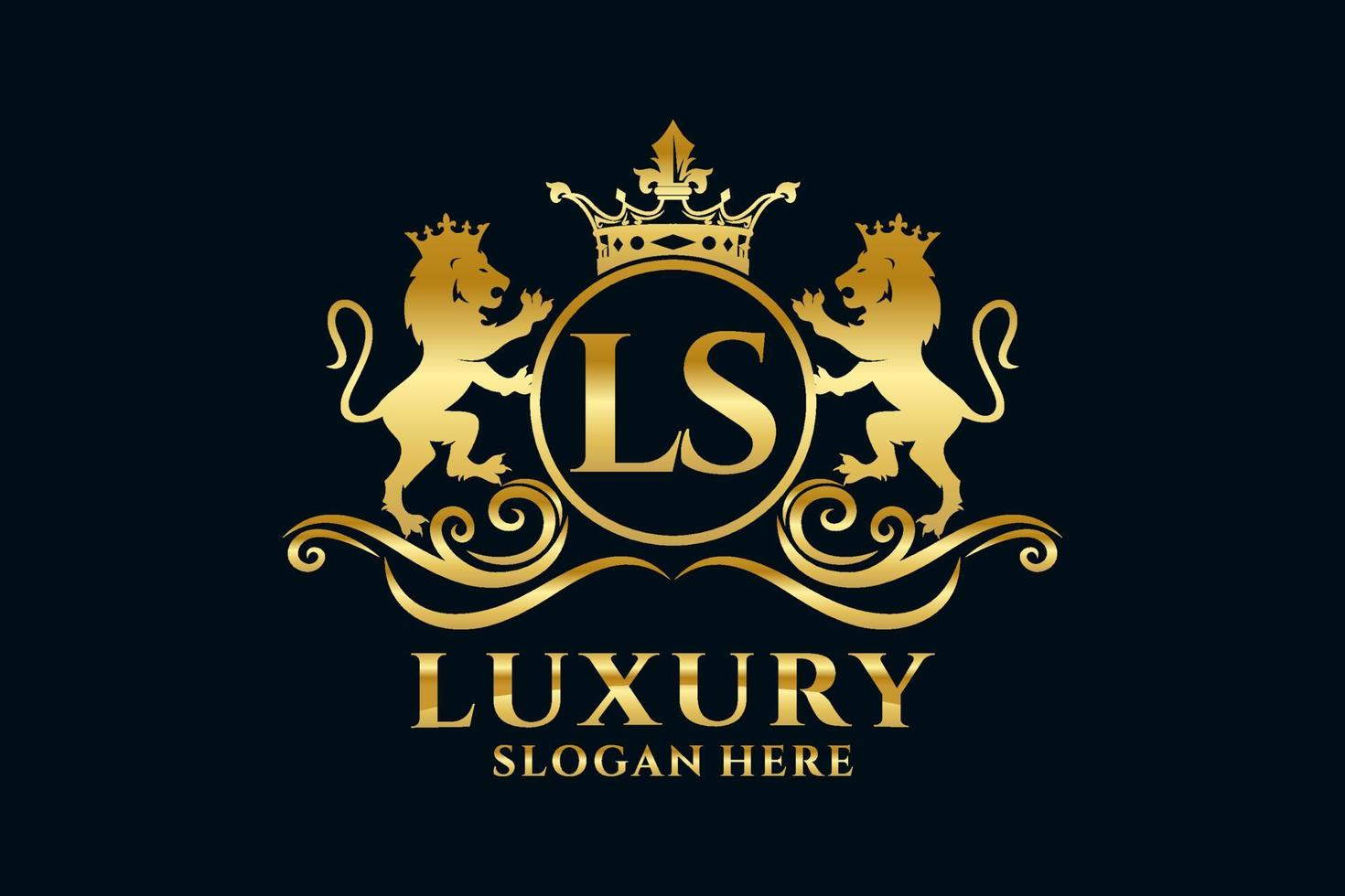 Initial LS Letter Lion Royal Luxury Logo template in vector art for luxurious branding projects and other vector illustration.