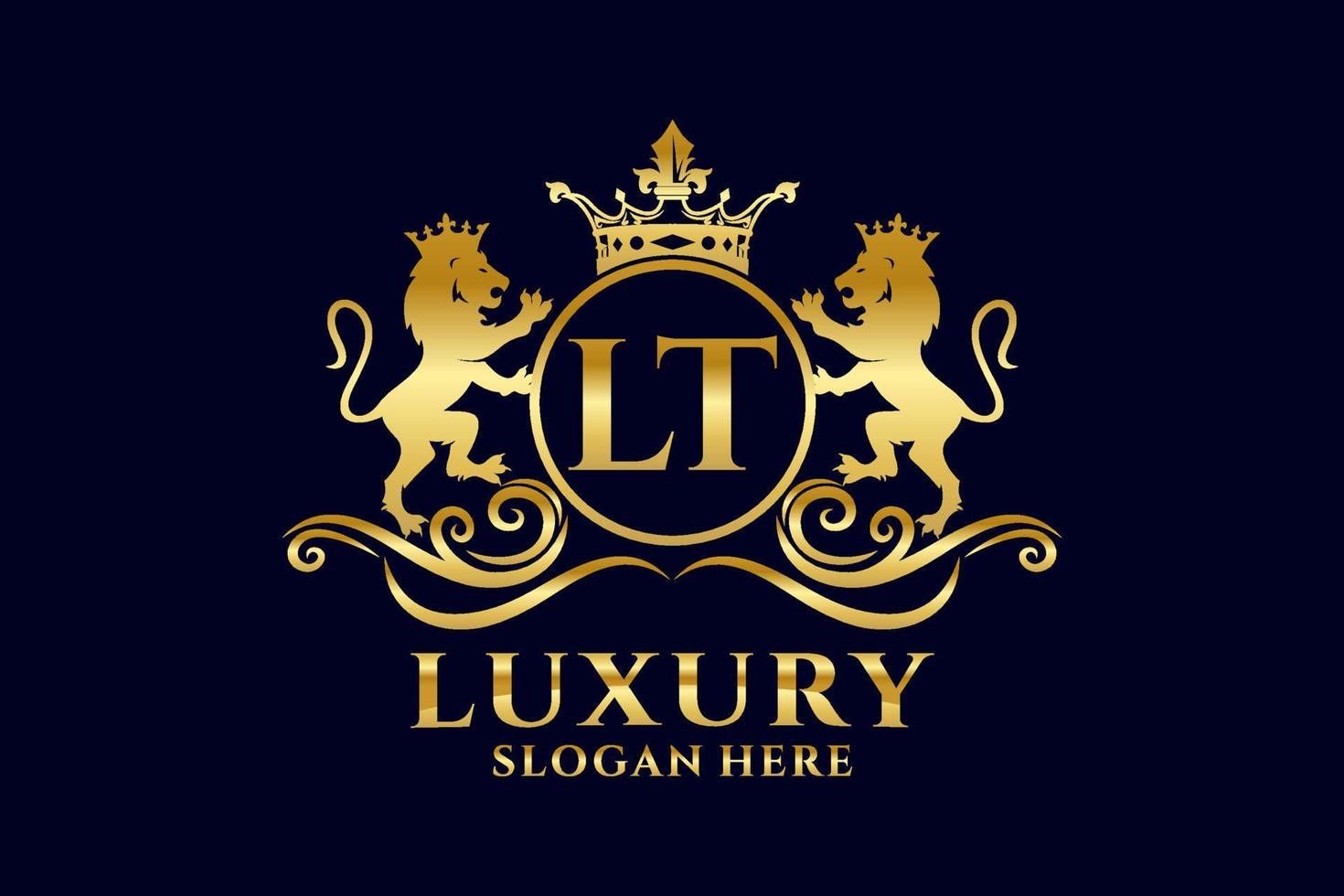 Initial LT Letter Lion Royal Luxury Logo template in vector art for luxurious branding projects and other vector illustration.