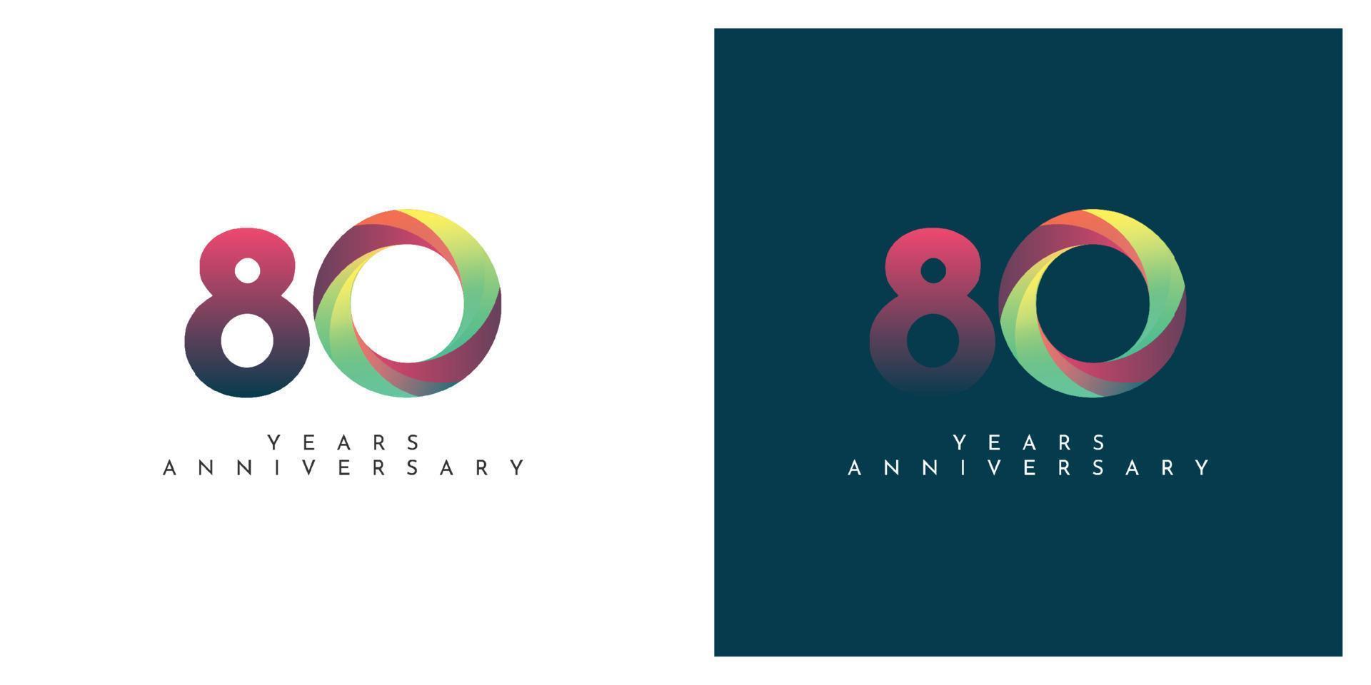 80 Years anniversary  colorful abstract design vector