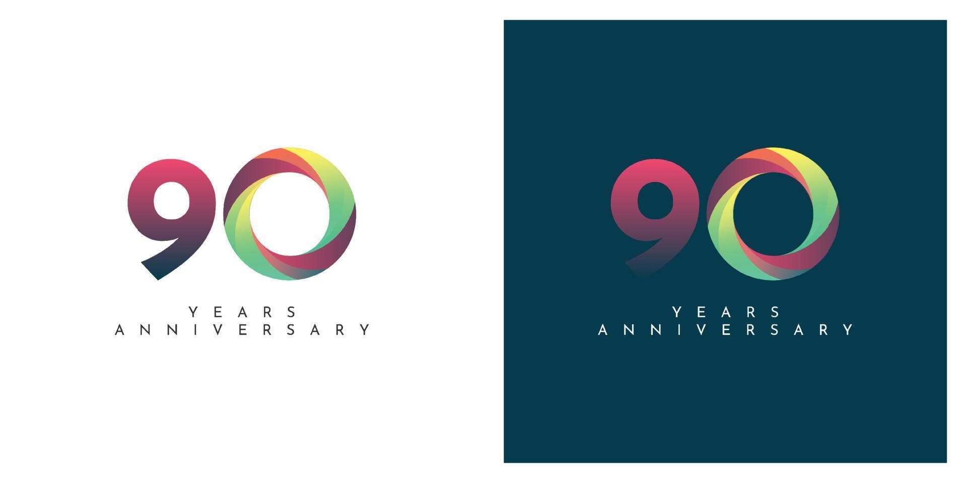Diseño abstracto colorido de aniversario de 90 años. vector
