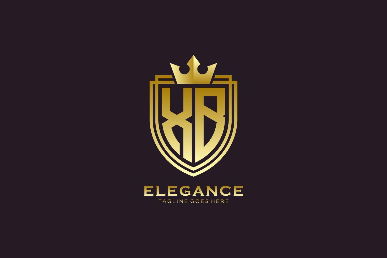 initial XB elegant luxury monogram logo or badge template with scrolls and royal crown - perfect for luxurious branding projects vector