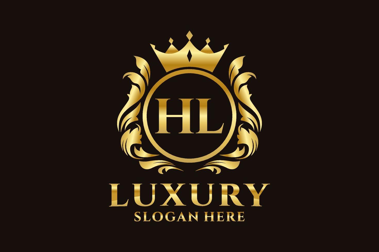 Initial HL Letter Royal Luxury Logo template in vector art for luxurious branding projects and other vector illustration.