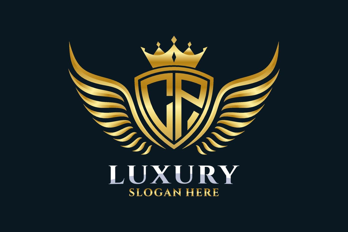 Luxury royal wing Letter CP crest Gold color Logo vector, Victory logo, crest logo, wing logo, vector logo template.