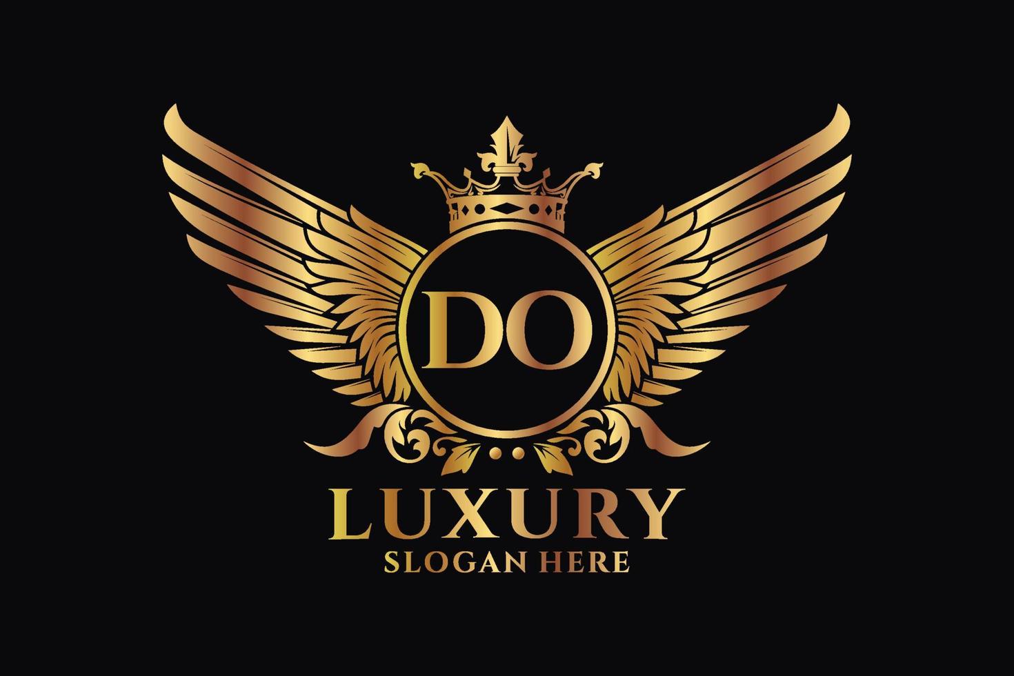 Luxury royal wing Letter DO crest Gold color Logo vector, Victory logo, crest logo, wing logo, vector logo template.