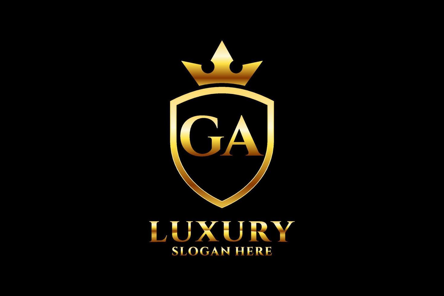 initial GA elegant luxury monogram logo or badge template with scrolls and royal crown - perfect for luxurious branding projects vector