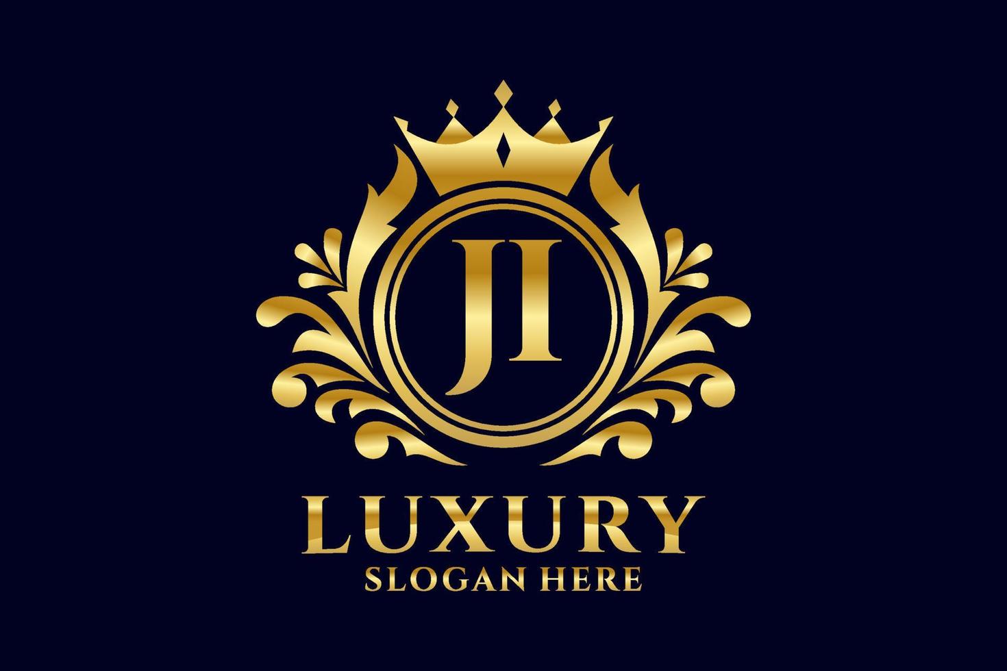 Initial JI Letter Royal Luxury Logo template in vector art for luxurious branding projects and other vector illustration.